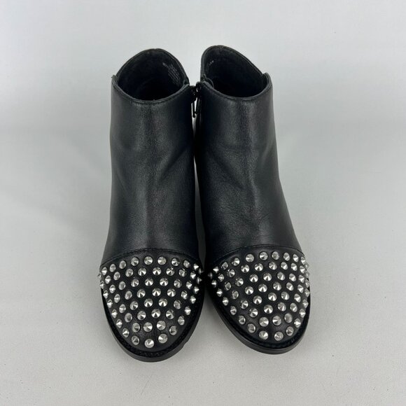 Steve Madden Womens Prague Black Leather Studded Toe Ankle Booties size 6 - Picture 2 of 16